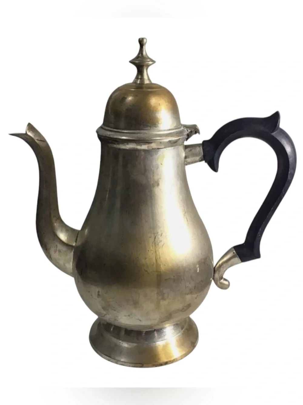 Vintage EPNS Coffee Tea Pot Pair Brass Tone 8.5” 10” Black Handles India